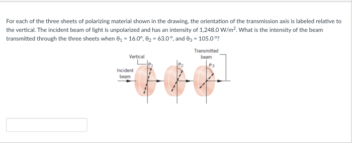 For each of the three sheets of polarizing material