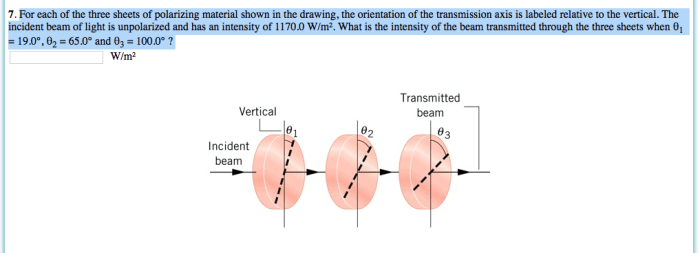 For each of the three sheets of polarizing material